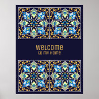 Any text customisable blue Azulejos 