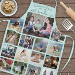 Any Text Family Photo Collage Grandma Teal Blue Apron<br><div class="desc">Celebrate the simple joys of family and grandkids with an elegant custom photo collage teal and grey apron. Pictures and all text are simple to customise. Quote that reads "My Favourite People Call Me Grandma" can be personalised for Nana, Grammy, Granny, Gigi, Mummy, Mama, Auntie, etc. (IMAGE PLACEMENT TIP: An...</div>