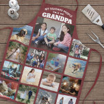 Any Text Family Photo Collage Grandpa Burgundy Red Apron<br><div class="desc">Celebrate the simple joys of family and grandkids with an elegant custom photo collage burgundy and white apron. Pictures and all text are simple to customise. Quote that reads "My Favourite People Call Me Grandpa" can be personalised for Papa, Pop-pop, Paw-paw, Grandad, Grampa, Big Daddy, etc. (IMAGE PLACEMENT TIP: An...</div>