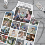 Any Text Family Photo Collage Grandpa Grey & White Apron<br><div class="desc">Celebrate the simple joys of family and grandkids with an elegant custom photo collage grey and white apron. Pictures and all text are simple to customise. Quote that reads "My Favourite People Call Me Grandpa" can be personalised for Papa, Pop-pop, Paw-paw, Grandad, Grampa, Big Daddy, etc. (IMAGE PLACEMENT TIP: An...</div>