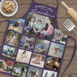 Any Text Family Photo Collage Grid Grandma Purple Apron<br><div class="desc">Celebrate the simple joys of family and grandkids with an elegant custom photo collage purple and white apron. Pictures and all text are simple to customise. Quote that reads "My Favourite People Call Me Grandma" can be personalised for Nana, Grammy, Granny, Gigi, Mummy, Mama, Auntie, etc. (IMAGE PLACEMENT TIP: An...</div>