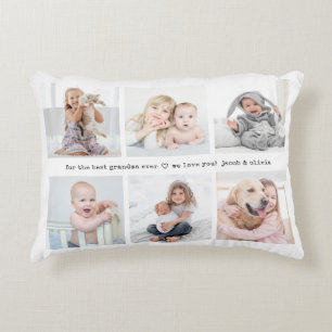 Any Text Front Back Photo Collage Modern Keepsake Decorative Cushion