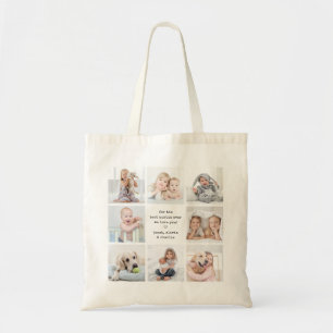 Any Text Front Back Photo Collage Modern Keepsake Tote Bag