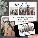 Any Text Funny Maid of Honour / Bridesmaid Proposa Invitation<br><div class="desc">A thoughtful way to ask your friend to share your special day is to give her a stylish customised photo collage gift she can save as a keepsake. This chic modern proposal invitation card is an elegant way to say "will you be my maid of honour / bridesmaid?" All pictures...</div>