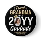 Any Text & Graduate Photo Proud Grandma Black Gold