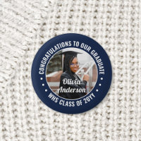 Any Text Graduation Photo Congrats Navy Blue White