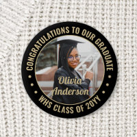 Any Text Graduation Photo Elegant Black and Gold