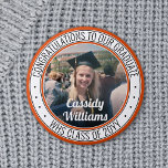 Any Text Graduation Photo Orange Black and White 6 Cm Round Badge<br><div class="desc">Say congratulations and show your pride for the graduate with cool customised photo buttons / badges. (IMAGE PLACEMENT TIP: An easy way to centre a photo exactly how you want is to crop it before uploading to the Zazzle website.) All text is simple to personalise with name, class year, school,...</div>
