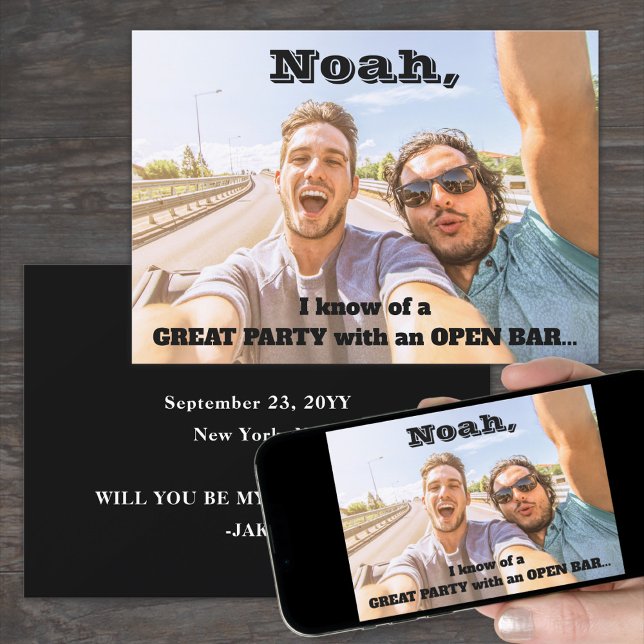 Any Text Groomsmen / Best Man Proposal Photo Funny Invitation (Creator Uploaded)