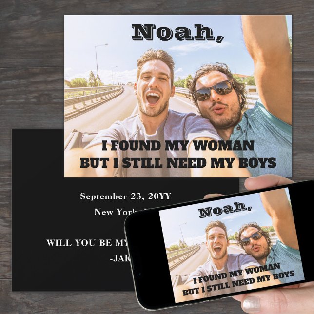 Any Text Groomsmen / Best Man Proposal Photo Invitation (Creator Uploaded)