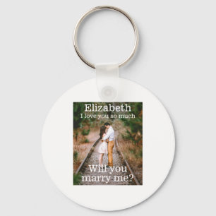 Any Text Marriage Proposal Photo Marry Me Black T Key Ring