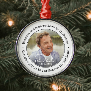 Any Text Memorial Photo Someone in Heaven Simple Metal Tree Decoration