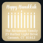 Any Text Menorah Faux Foil Return Address Labels<br><div class="desc">Add a chic holiday card finishing touch with these elegant white and faux gold foil glossy return address labels / envelope seals. All text can easily be customised with name and address. Modern minimalist design features the lit candles of a menorah and stylish script and calligraphy style typography. Happy Hanukkah!...</div>
