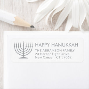 Any Text Menorah White Hanukkah Return Address