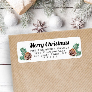 Any Text Modern Holiday Pine White Return Address