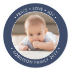 Any Text Navy Blue & White Peace Love Joy Photo