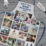 Any Text Photo Collage Best Dad Grey Blue Grilling Apron<br><div class="desc">Celebrate the simple joys of family and kids with an elegant custom photo collage blue and grey apron. Pictures and all text are simple to customise. "World's Best Dad and Grillmaster Ever Est. 20YY" can include kids names and be personalised for Daddy, Pop, Papa, Grandpa, etc. IMAGE PLACEMENT TIP: An...</div>