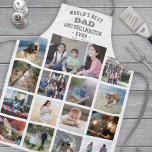 Any Text Photo Collage Best Dad Grey White Grill Apron<br><div class="desc">Celebrate the simple joys of family and kids with an elegant custom photo collage grey and white apron. Pictures and all text are simple to customise. Quote that reads "World's Best Dad and Grillmaster Ever Est. 20YY" can include kids names and be personalised for Daddy, Pop, Papa, Grandpa, etc. IMAGE...</div>