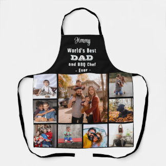 Any Text Photo Collage Best Dad Grill Master Apron