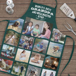 Any Text Photo Collage Best Grandpa Ever Green Apron<br><div class="desc">Celebrate the simple joys of family and kids with an elegant custom photo collage green and white apron. Pictures and all text are simple to personalise. Quote that reads "World's Best Grandpa and Grillmaster Ever Est. 20YY" can include grandkids names and be customised for Papa, Pop-pop, Paw-paw, Grandad, Grampa, Big...</div>
