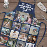 Any Text Photo Collage Best Grandpa Ever Navy Blue Apron<br><div class="desc">Celebrate the simple joys of family and kids with an elegant custom photo collage navy blue and white apron. Pictures and all text are simple to personalise. Quote that reads "World's Best Grandpa and Grillmaster Ever Est. 20YY" can include grandkids names and be customised for Papa, Pop-pop, Paw-paw, Grandad, Grampa,...</div>