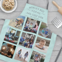 Any Text Photo Collage Best Mum Teal Blue & Grey