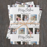 Any Text Photo Collage Black and White Christmas Wrapping Paper Sheet<br><div class="desc">Celebrate the simple joys of the holidays with stylish custom photo collage Christmas wrapping paper sheets. The pictures and all wording on this template are simple to personalise. Change "Merry Christmas" and "Joyful Wishes" to "Happy Holidays, Seasons Greetings, " or other text of your choice. An additional line of text...</div>