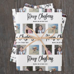 Any Text Photo Collage Brushed Script Christmas Wrapping Paper Sheet<br><div class="desc">Celebrate the simple joys of the holidays with stylish custom photo collage Christmas wrapping paper sheets. The pictures and all wording on this template are simple to personalise. Change "Merry Christmas" and "Joyful Wishes" to "Happy Holidays, Seasons Greetings, " or other text of your choice. An additional line of text...</div>
