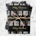 Any Text Photo Collage Chic Black & Gold Christmas Wrapping Paper Sheet<br><div class="desc">Celebrate the simple joys of the holidays with elegant custom photo collage black and gold Christmas wrapping paper sheets. The pictures and all wording on this template are simple to personalise, and colours are easy to customise using the Zazzle design tool. Change "Merry Christmas" and "Joyful Wishes" to "Happy Holidays,...</div>