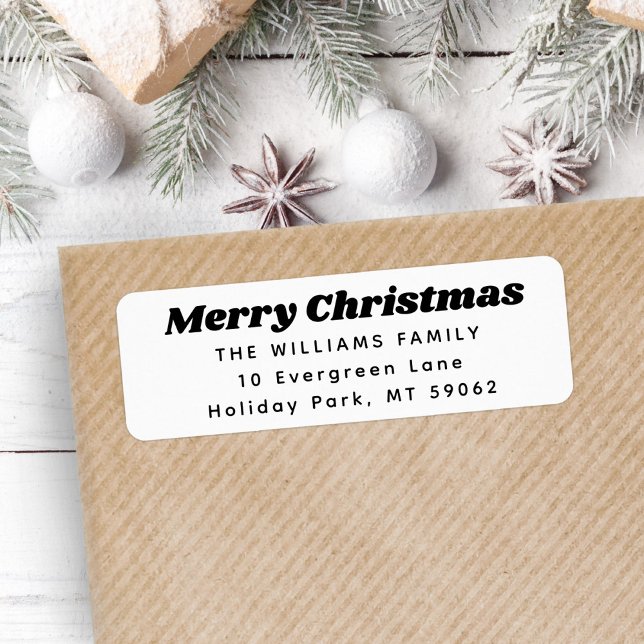 Any Text Retro Typography Christmas Return Address (Creator Uploaded)
