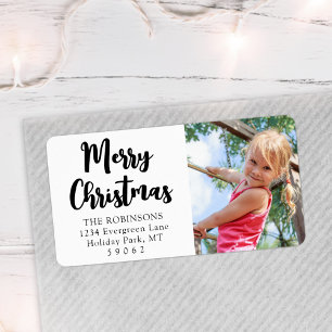 Any Text Script Christmas Photo Return Address Label