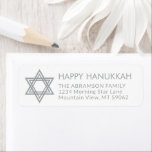 Any Text Star of David Hanukkah Return Address<br><div class="desc">Add the perfect holiday, invitation, or thank you card finishing touch with these elegant white and grey return address labels. All text can easily be customised with any greeting, name, and address. Design features a chic stylish geometric Star of David with simple modern typography. Easy to personalise for many Jewish...</div>