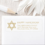 Any Text Star of David Hanukkah Return Address<br><div class="desc">Add the perfect holiday, invitation, or thank you card finishing touch with these elegant white and gold return address labels. The gold is non-metallic printed colour, not foil. All text can easily be customised with any greeting, name, and address. Design features a chic stylish geometric Star of David with simple...</div>