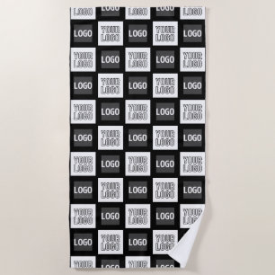 Any Two Logos or Images Repeating Pattern Beach Towel
