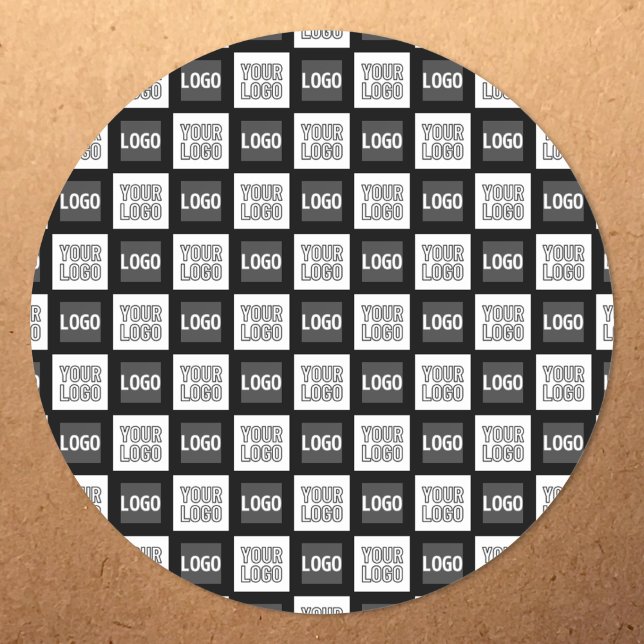 Any Two Logos or Images Repeating Pattern Classic Round Sticker (Creator Uploaded)