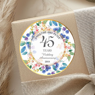 Any Wedding (45) Anniversary Gold Frame Berries  Classic Round Sticker