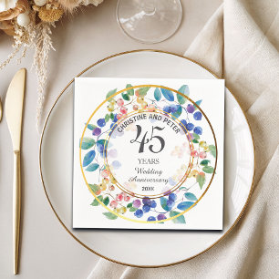 Any Wedding (45) Anniversary Gold Frame Berries Napkin