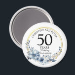 Any Wedding (50) Elegant Blue Floral Anniversary Magnet<br><div class="desc">Any Wedding Elegant Blue Floral Anniversary magnet - this elegant Blue Floral with Gold Frame any year wedding anniversary magnet can be personalised with your special wedding anniversary year!</div>