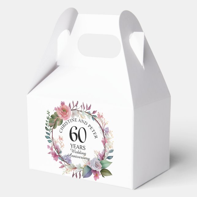 Any Wedding (60) Elegant Floral Anniversary Favour Box (Front)