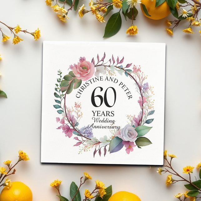 Any Wedding (60) Elegant Floral Anniversary Napkin (Creator Uploaded)