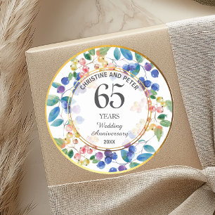 Any Wedding (65) Anniversary Gold Frame Berries Classic Round Sticker