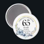 Any Wedding (65) Elegant Blue Floral Anniversary Magnet<br><div class="desc">Any Wedding Elegant Blue Floral Anniversary magnet - this elegant Blue Floral with Gold Frame any year wedding anniversary magnet can be personalised with your special wedding anniversary year!</div>
