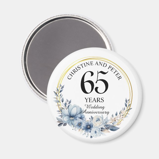 Any Wedding (65) Elegant Blue Floral Anniversary Magnet (Front/Back)