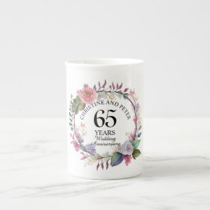 Any Wedding (65) Elegant Floral Anniversary Bone China Mug