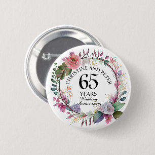 Any Wedding (65) Elegant Floral Anniversary Favour 6 Cm Round Badge