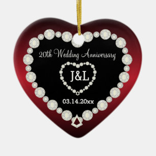 Any Wedding Anniversary   Garnet Red   DIY Text Ceramic Tree Decoration
