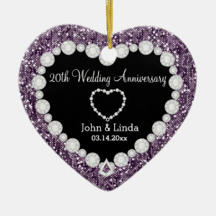 Any Wedding Anniversary Purple Glitter   DIY Text Ceramic Tree Decoration
