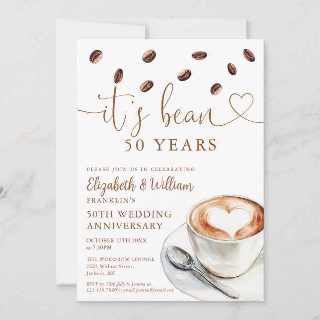 Any Wedding Anniversary Year Coffee Themed Invitation (Front)