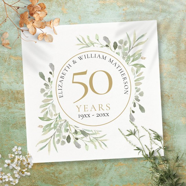 Any Wedding Anniversary Year Greenery Leaves Napkin (Any Wedding Anniversary Year Greenery Leaves Napkins)