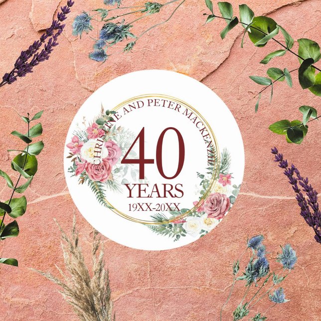 Any Wedding Blush Roses Anniversary Classic Round Sticker (Creator Uploaded)